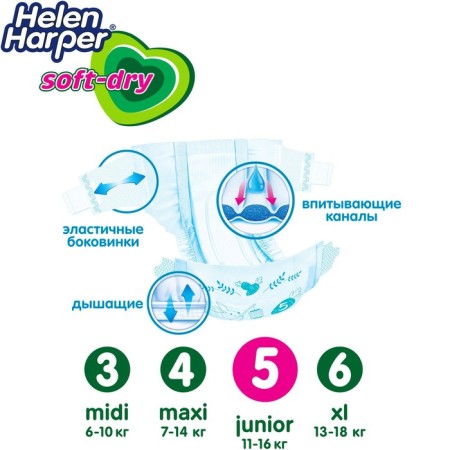 Children's diapers Helen Harper Soft & Dry Junior (11-16 kg), 44 pcs.-4