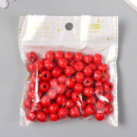 Beads for creativity wood "red" set 30 g 1x1 cm-3