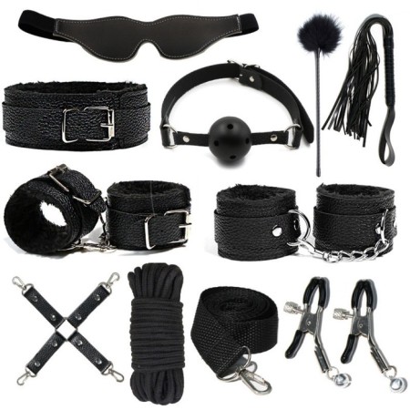 Erotic bdsm set of oka-hpki, black, 11 objects