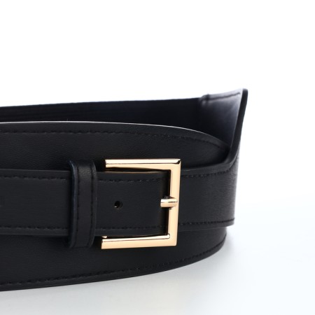 Women's belt, width 6 cm, buckle metal, black color-5