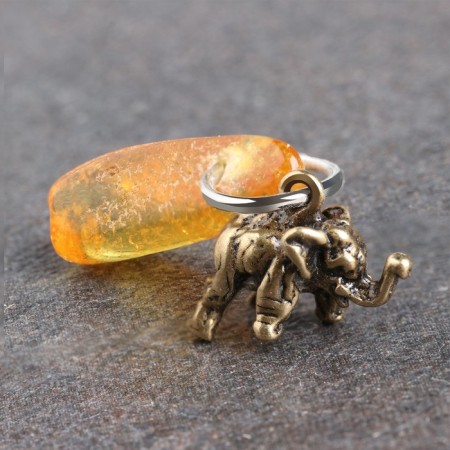 Talisman keychain "Elephant", natural amber-4