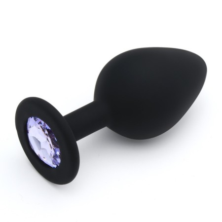 Anal traffic jam-hoods, with a crystal, without vibration, Soft silicone, 35 x 80 mm, black-2