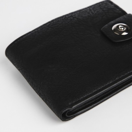 Male purse for magnet, department for bills, for maps, for coins, black color-2