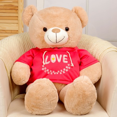 Soft toy "Bear" in a jacket, 95 cm, brown color-2