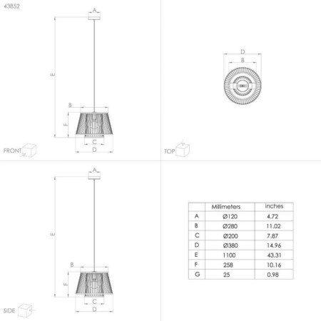 HYKEHAM chandelier, 1x40W E27-7