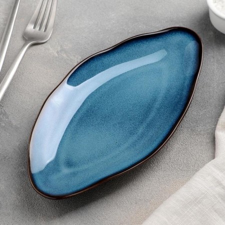 Ceramic oval "Galaxy", 23 × 12 cm, a mix of a blue shade-6