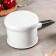 Bucket, 1 l, without a decolle, enameled cover, metal handle, induction, white color