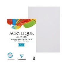 Альбом для акрила А3 297*420 мм Clairefontaine Acrylic 10 листов 360 г/м2 склейка 96309С