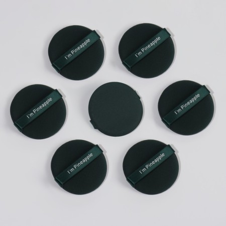 PinneApple makeup sponge, set - 7 pcs, d = 5.5 cm, with a holder, in a case, emerald color-7