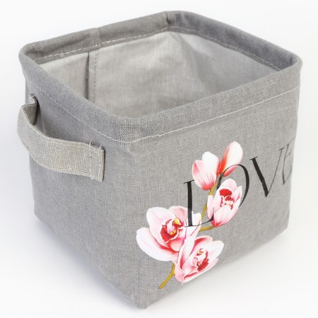 Organizer for storage, coffee for linen waterproof "Love", 14.5 x 13.7 x 14 cm.-2