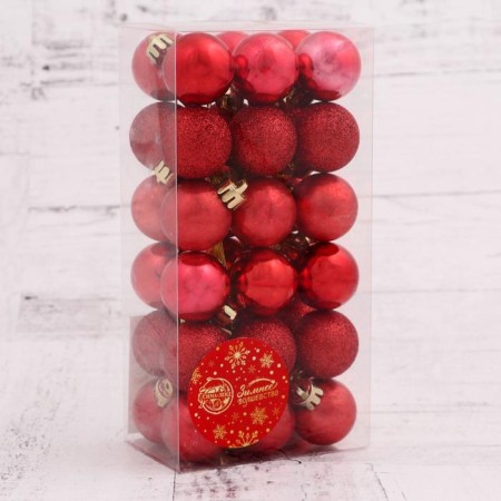 Set of balls plastic D-3 cm, 36 pcs "Fasty shine" red-1