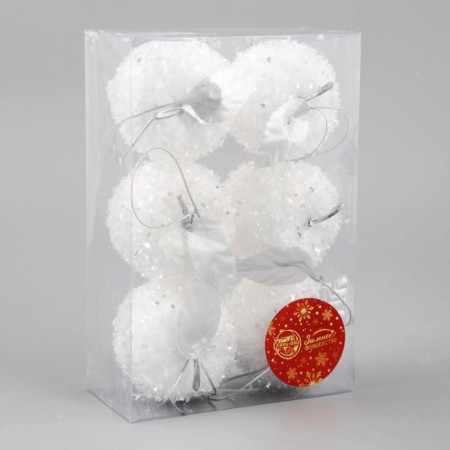 Decoration Christmas tree "apple" (set 6 pcs) 5x5 cm, white-1