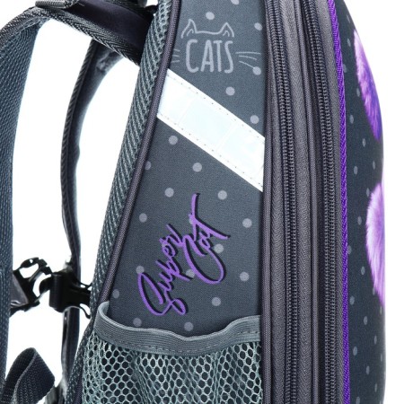 School backpack 38 x 30 x 16 cm, ergonomic back, stavia "black cat", gray-10