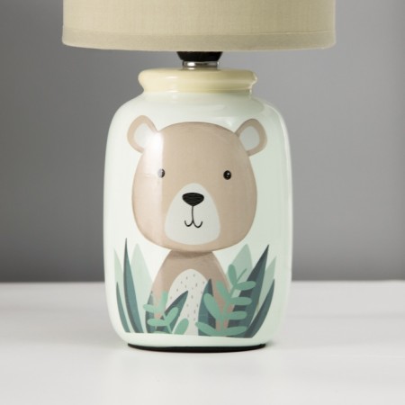 Board lamp with lampshade Risalux "Bear" Children's, E14, 40 W, Green, 13 × 13 × 27 cm-5