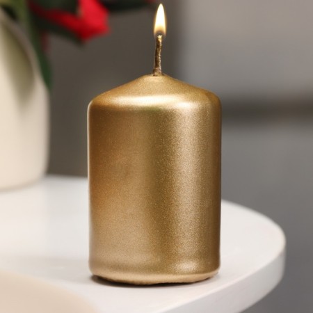 Candle - cylinder, 4x6 cm, 9 hours, gold