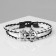 Bracelet of the male "parallel" anchor with a skull, black and white color with silver, 21.5 cm