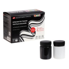 Fabric paint, set 2 colors x 50 ml, ZHK Decola Ultra Black/Extra White, white/black, water -based acrylic (41412032)