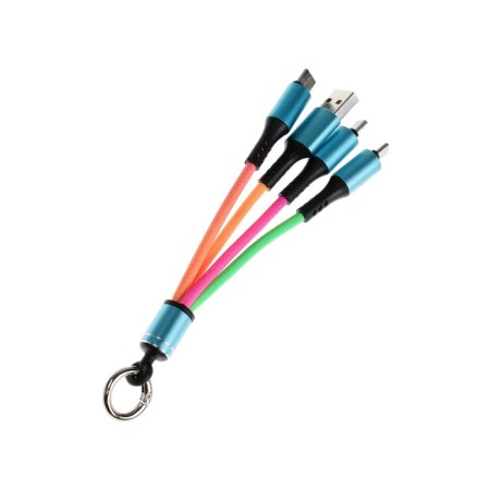 Cable keychain 3 in 1, microUSB/type -C/Lightning - usb, 2.4 a, multi -colored-2