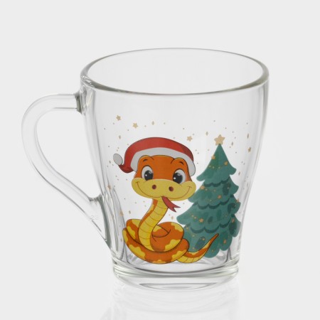 New Year's glass coffee mug "New Year's snakes", 250 ml, mix-1