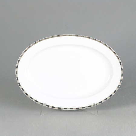Opal oval dish, “platinum plates” decor, 36 cm-1