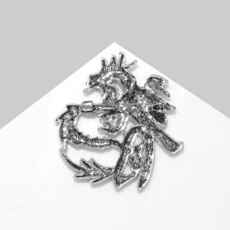 Brooch "Dragon" Chinese, red color in black silver-2