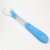 A spoon of a nursery for feeding silicone, from 5 months., Blue color