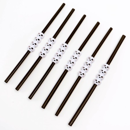 The tubes for the cocktail "Skull", the color is black, set 6 pcs.