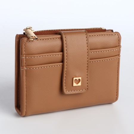 Women's wallet on the button, beige color