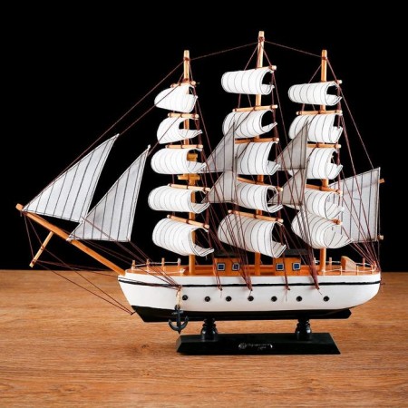 The ship souvenir medium "Pillad", white sides, white sails, 45x9x41 cm