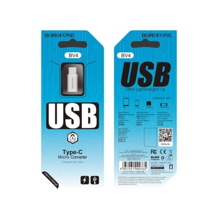 Adapter Borofone BV4, microUSB - type -C, silver-7