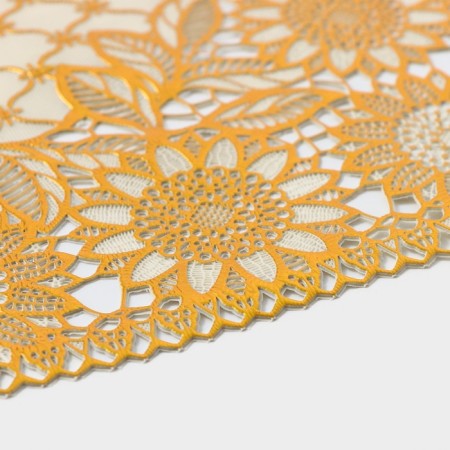 Openwork napkin for the PVC Sunflower PVC table, 45 × 30 cm, gold color-2