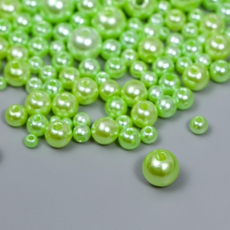 Beads for creativity plastic "Round. Pistachio" d = 3-8 mm, set 10 grams-1