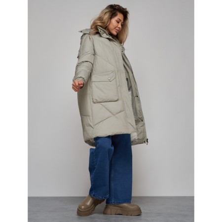 Coat insulated winter female, size 50, color light green-16