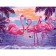 Diamond mosaic with partial filling on the subframe "Pink Flamingo", 40 x 50 cm