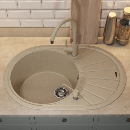 Quartz-quartz kitchen-quartz Uperwood Quartz UPD-02, oval, color 02 beige-1