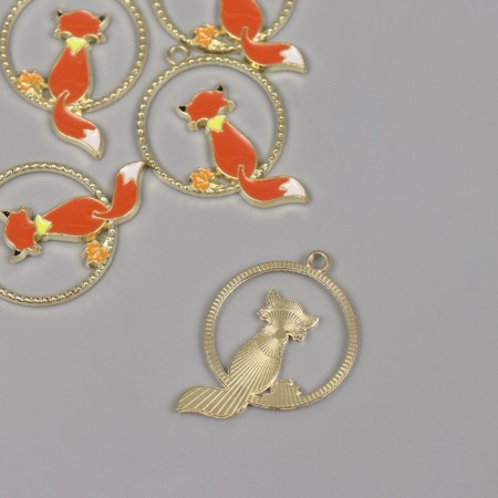 Decor for creativity Metal, enamel "Thoughtful Fox" 3.5x2.5 cm-1