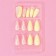 Summer Vibe patch nails, 24 pcs, adhesive plates, ballerina shape, glossy pink/beige/blue color