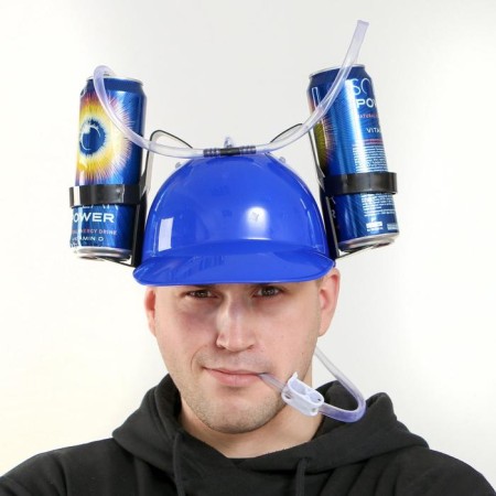 Carnival helmet with holes for jars, blue color