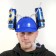 Carnival helmet with holes for jars, blue color