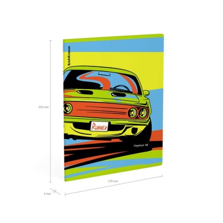 Notebook of 48 sheets in the Erichkrause "Neon Car", glossy lamination, cover coated cardboard, mix-7