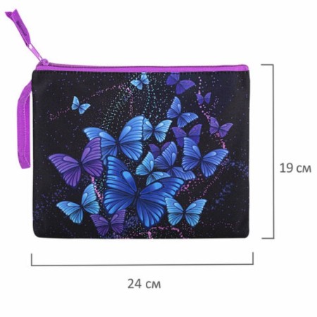 Brauberg A5 notebook folder, 1 compartment, polyester, on a zipper, with a pen, Fly Aways, 271499-4