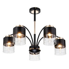 Lamp on the ESCADA rod, 2121/5p. 5x40W, e27, 680x680x490 mm, black/gold color