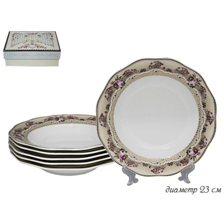 A set of deep plates Lenardi "Selena", D = 23 cm, 6 pcs