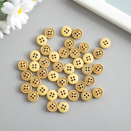Buttons wood for creativity 4 punctures "Circle stitches" set 40 pcs 1.2x1.2x0.3 cm-1