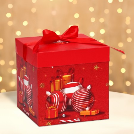New Year. Box gift New Year's folding "toys" 15x15x15 cm.
