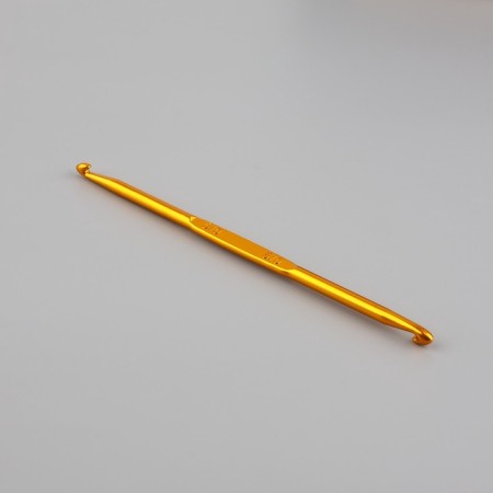 Knitting hook, bilateral, d = 3.5/4.5 mm, 13 cm, gold color-2