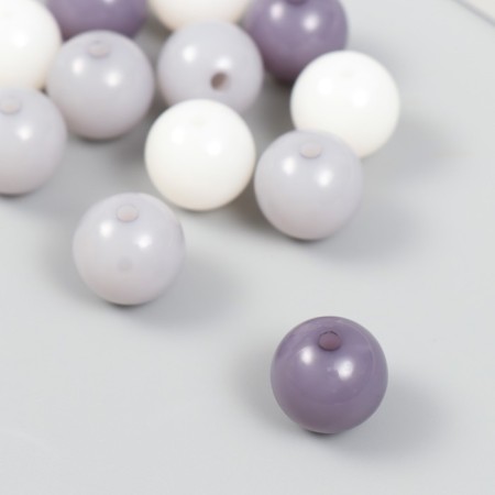 Plastic beads "from white to gray" glossy set 25 grams mix d = 1.6 cm-1