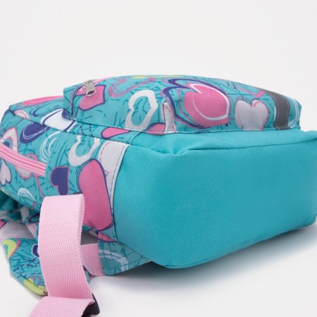 Baby backpack on a zipper, an external pocket, a reflective strip, the color of turquoise-2