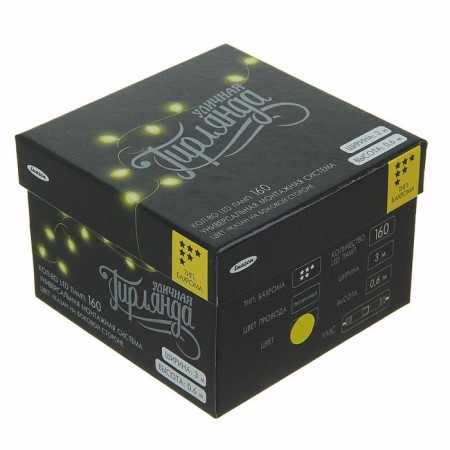 Garland "fringe" 3 × 0.6 m, IP44, UMS, transparent thread, 160 LED, yellow glow, 220 V-5
