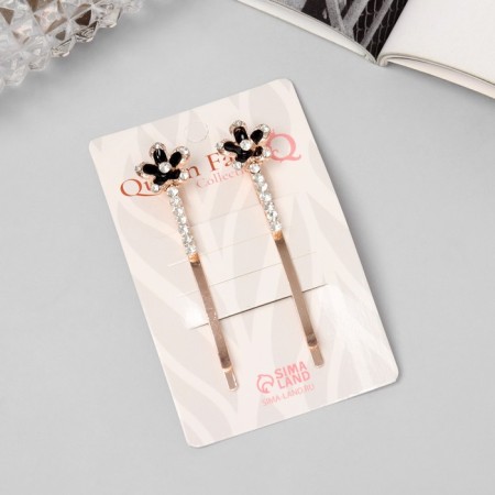 Invisibility for hair "Freya" (set 2 pcs) flower, 6 cm, pink gold-2